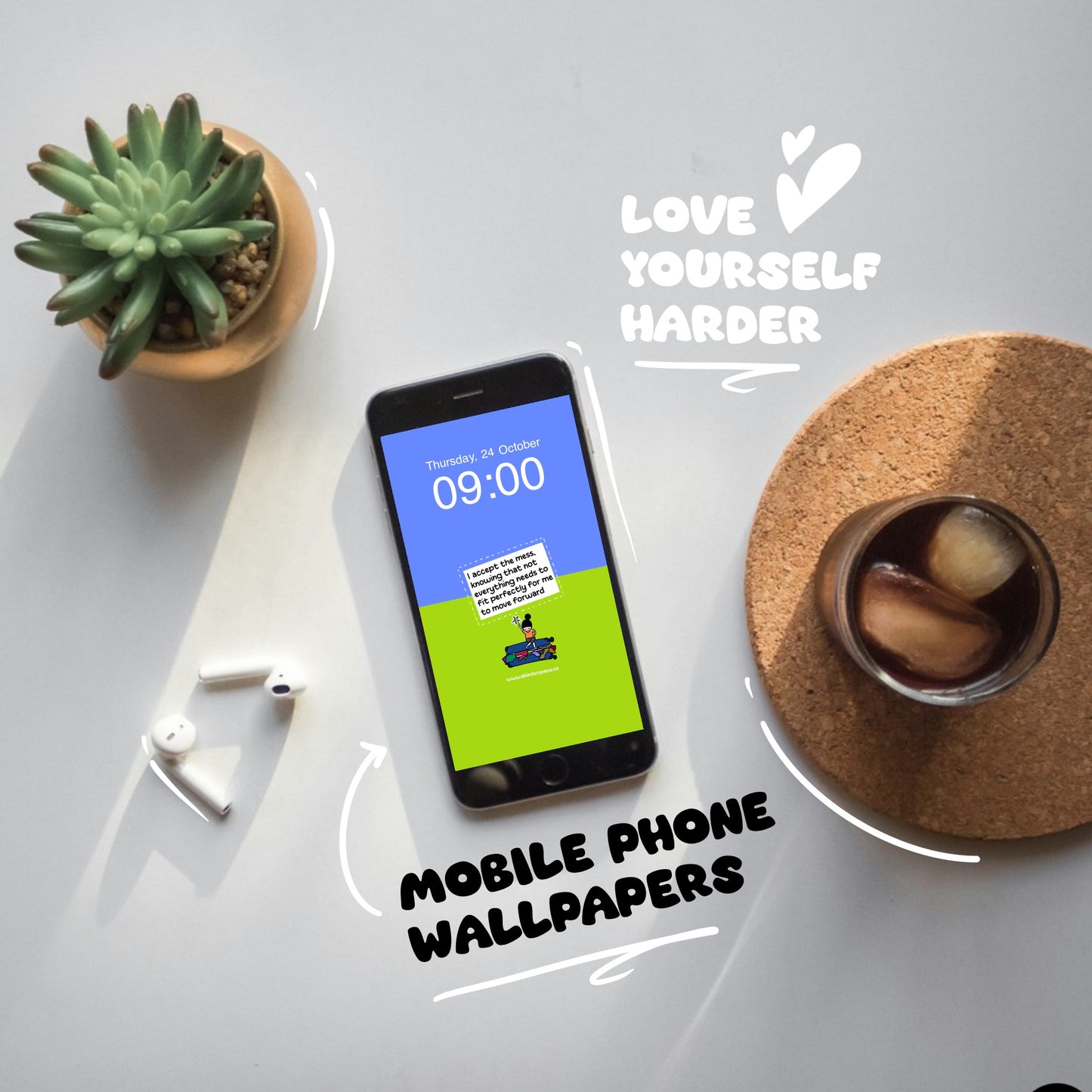 Love Yourself Harder - Digital Wallpaper Set (marked down coz' of dated wallpaper)