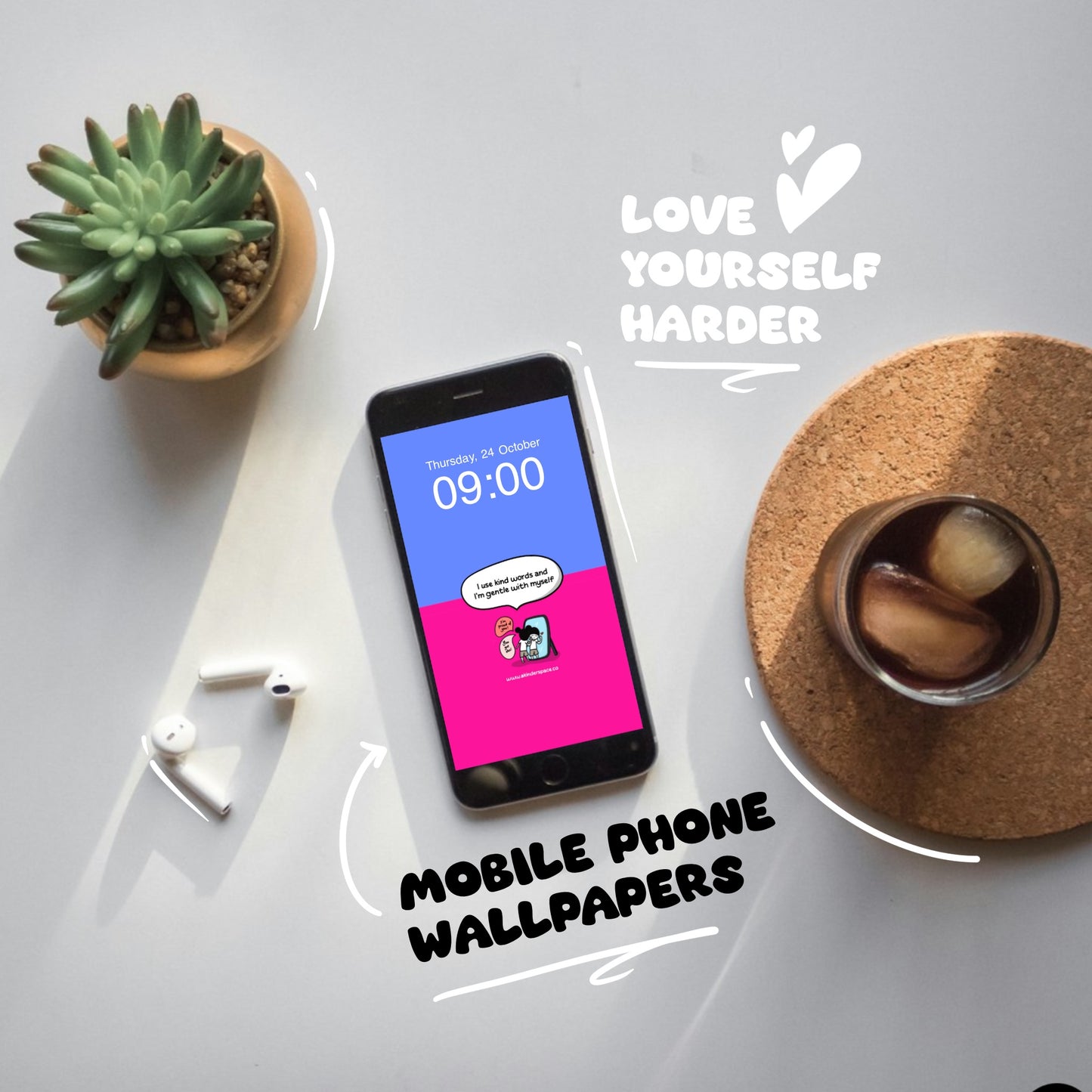 Love Yourself Harder - Digital Wallpaper Set (marked down coz' of dated wallpaper)