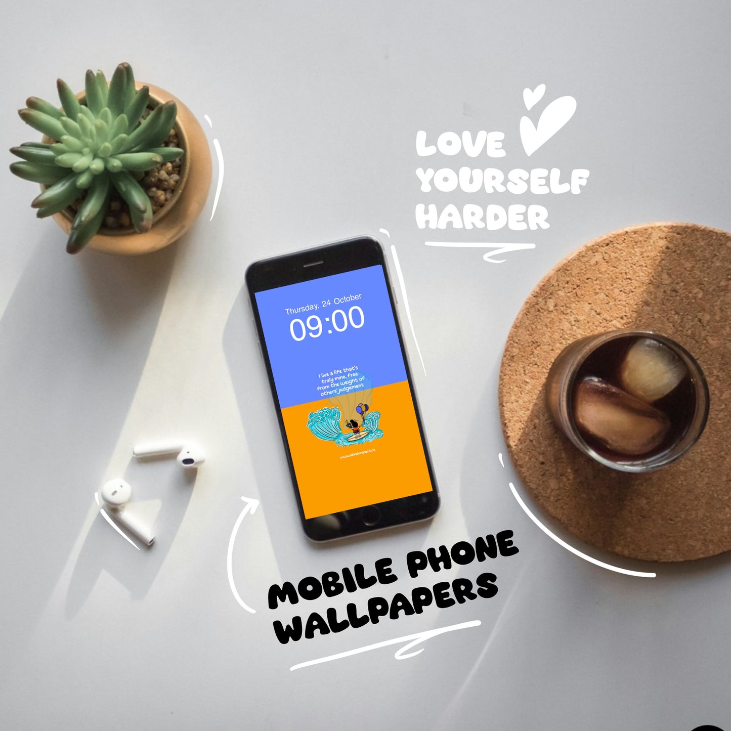 Love Yourself Harder - Digital Wallpaper Set (marked down coz' of dated wallpaper)